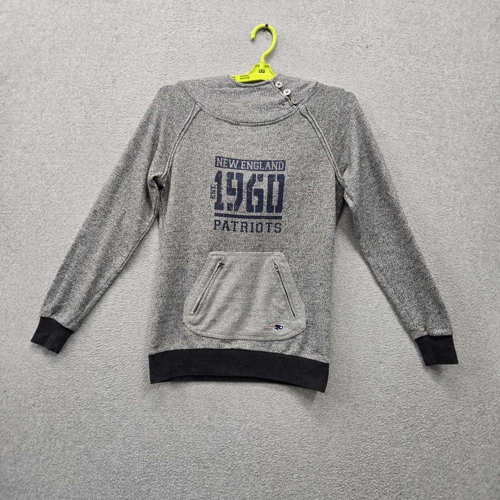 New England Patriots Women Hoodie SMALL Gray Embroidered NFL Pro Line Team